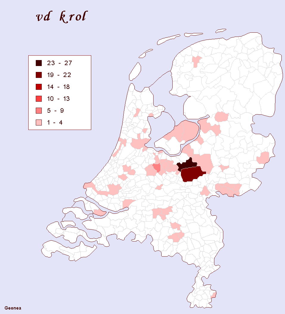 83 verspreiding van de naam van de(r) Krol over Nederland.